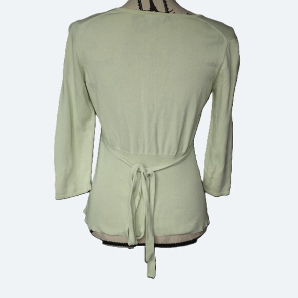 Reitmans light green 100% cotton knit wrap style sweater size S - Picture 2 of 7